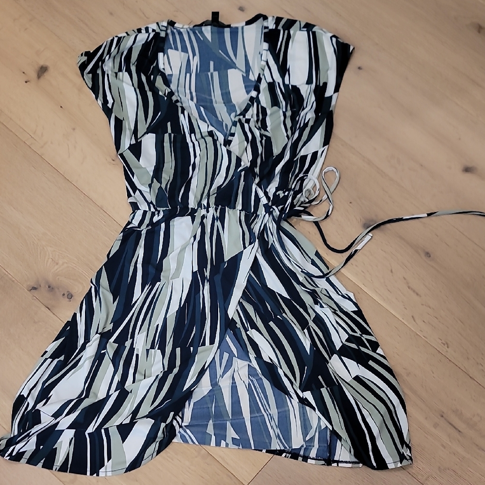 Banana Republic Navy, Sage and White Abstract Mini Dress